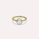 Gold Alice in Clear White Ring