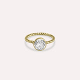 Gold Alice in Clear White Ring