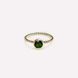 Gold Alice in Dark Green Ring
