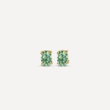 Gold Peony in Green Earrings