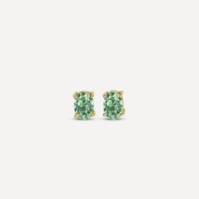 Gold Peony in Green Earrings