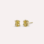 Gold Peony in Yellow Earrings