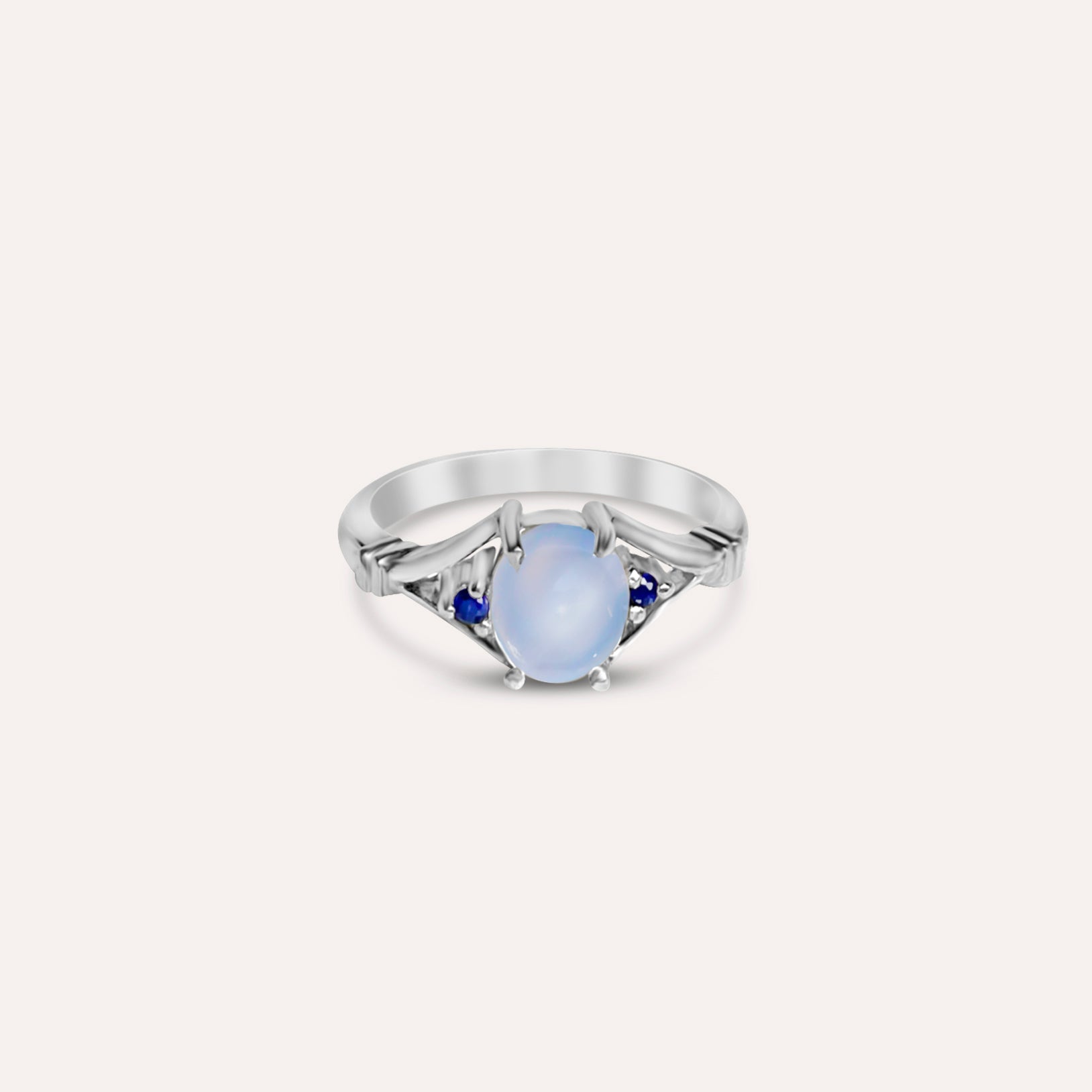 Luna Round Moon in Blue Ring